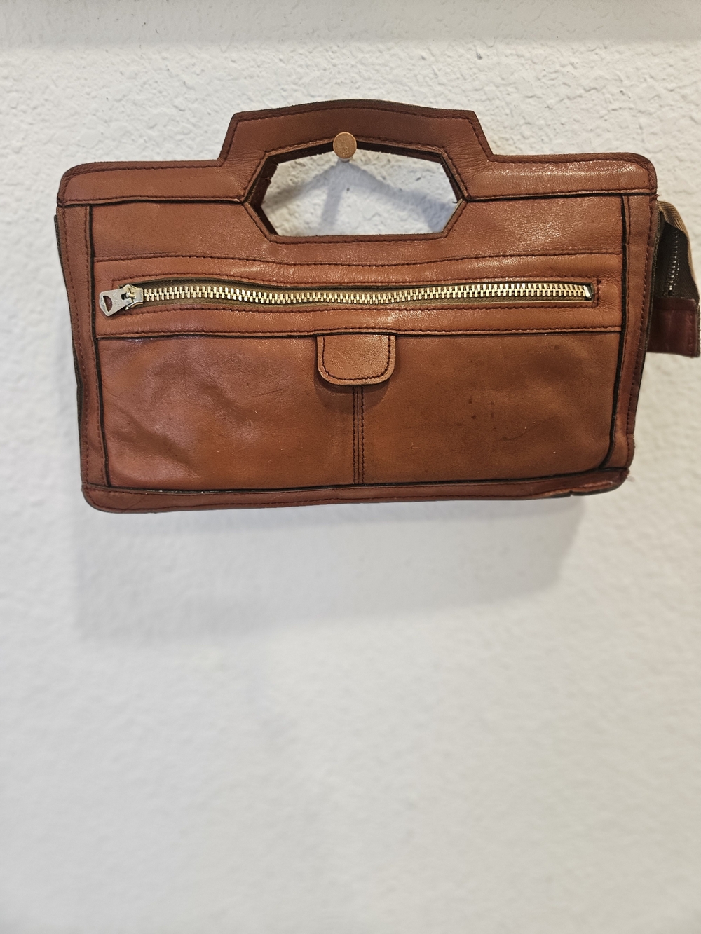 Vintage 1970s Leather Portfolio Clutch Attaché Bag